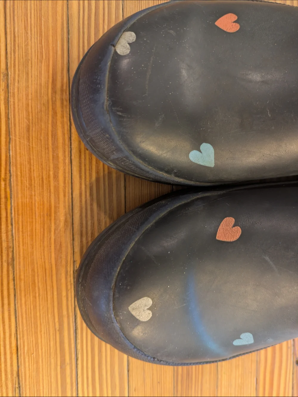 Joules Black Heart-Print Girl's Rain Boots
